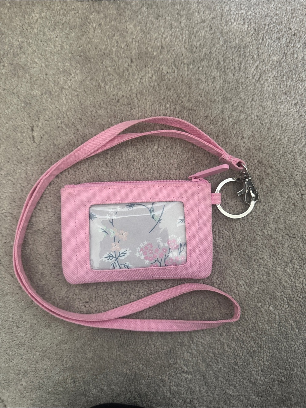 Pink Vera Bradley Floral ID Card Holder Lanyard